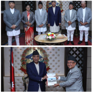 प्रधानमन्त्री देउवासमक्ष निर्वाचनको प्रतिवेदन पेस