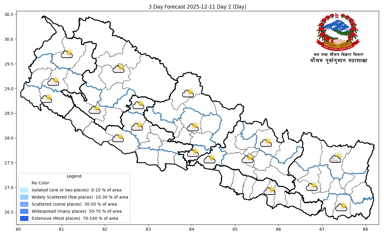 देशका अधिकांश भागमा आज मौसम सफा रहने